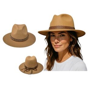 Felt Fedora Embellishment Studded Band Hat